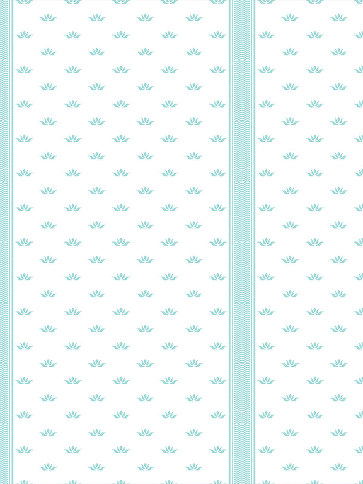 'Lotus Line' Wallpaper by Wallshoppe - Aqua