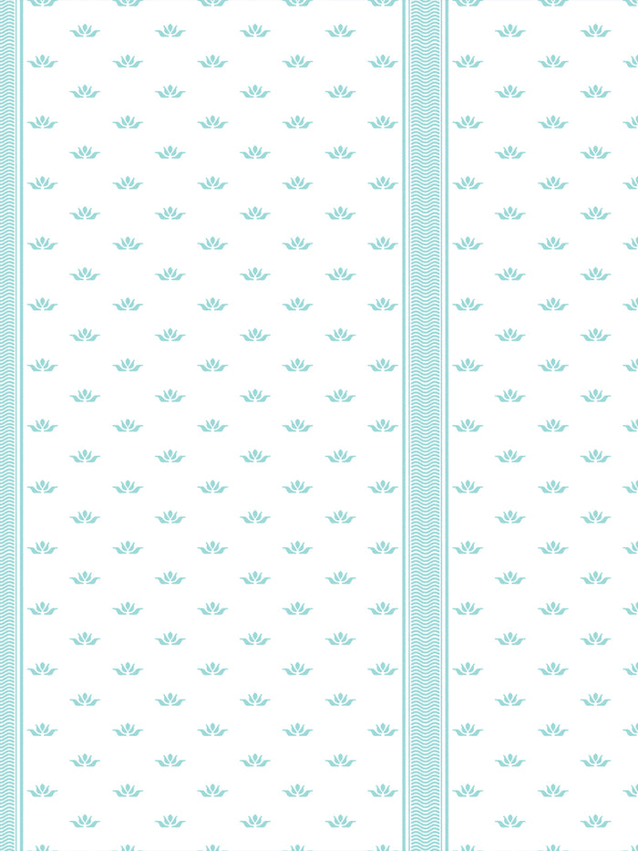 'Lotus Line' Wallpaper by Wallshoppe - Aqua