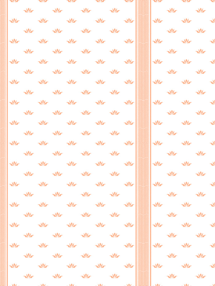 'Lotus Line' Wallpaper by Wallshoppe - Coral