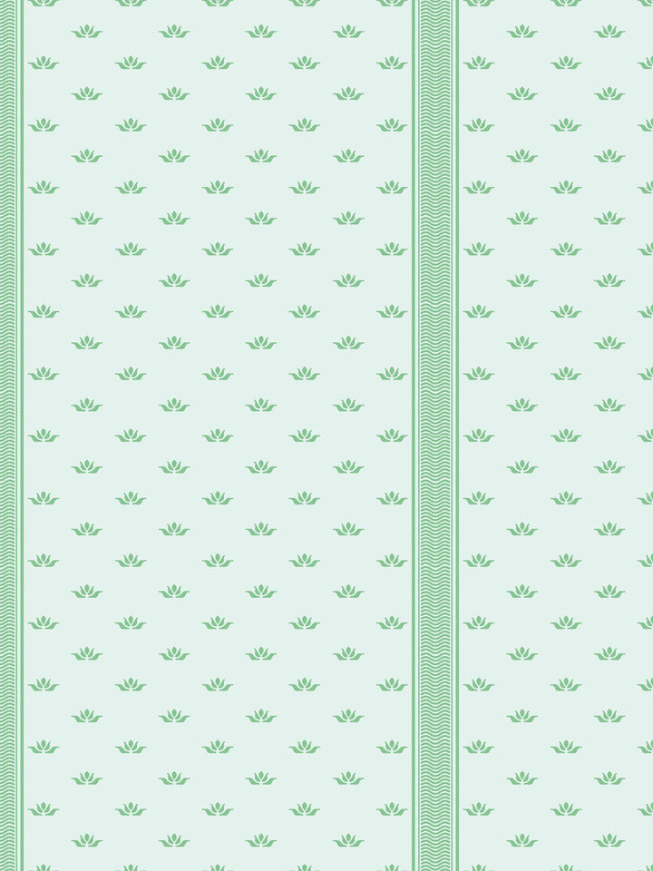 'Lotus Line' Wallpaper by Wallshoppe - Crisp Mint