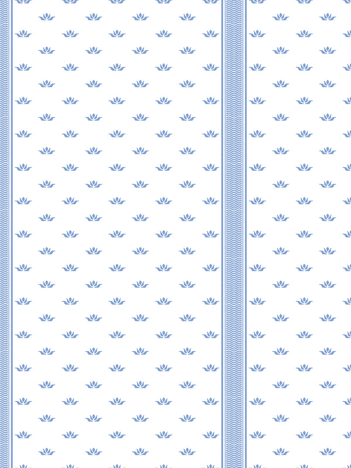 'Lotus Line' Wallpaper by Wallshoppe - Delph Blue