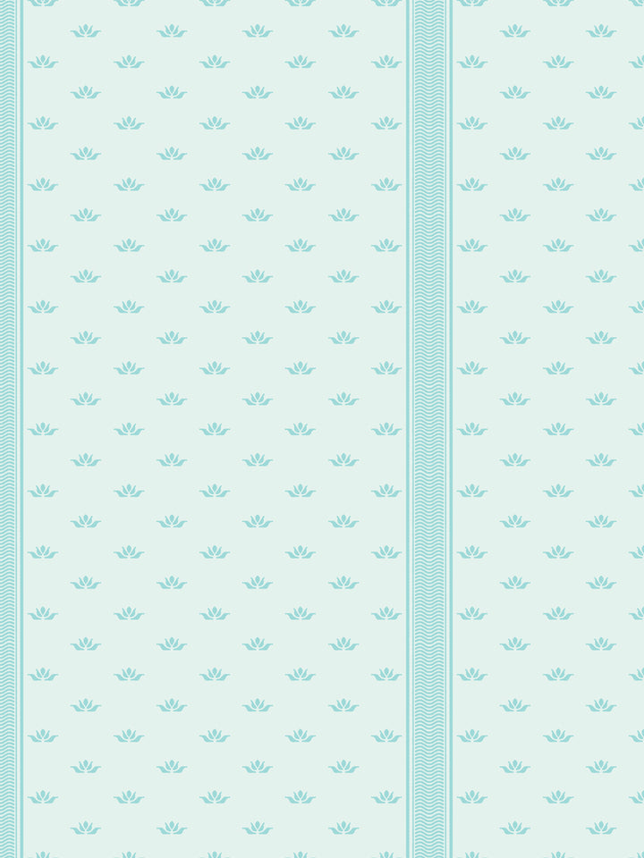 'Lotus Line' Wallpaper by Wallshoppe - Ocean Mist