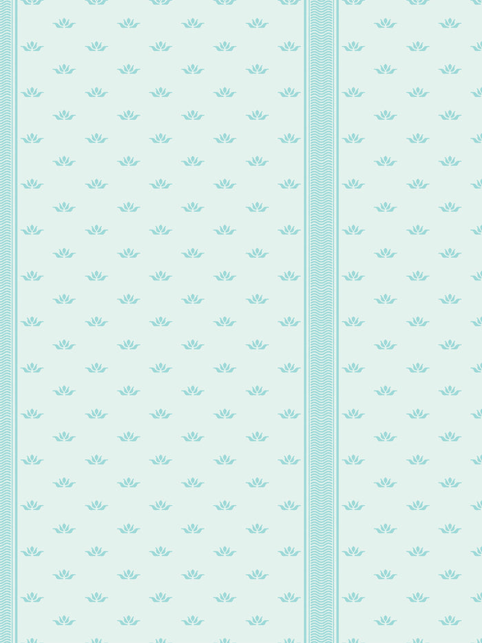 'Lotus Line' Wallpaper by Wallshoppe - Ocean Mist