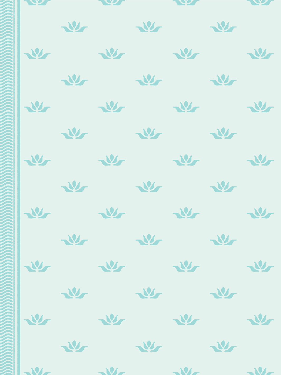 'Lotus Line' Wallpaper by Wallshoppe - Ocean Mist
