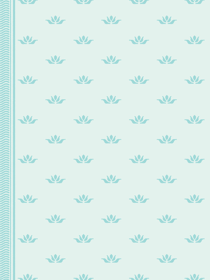 'Lotus Line' Wallpaper by Wallshoppe - Ocean Mist