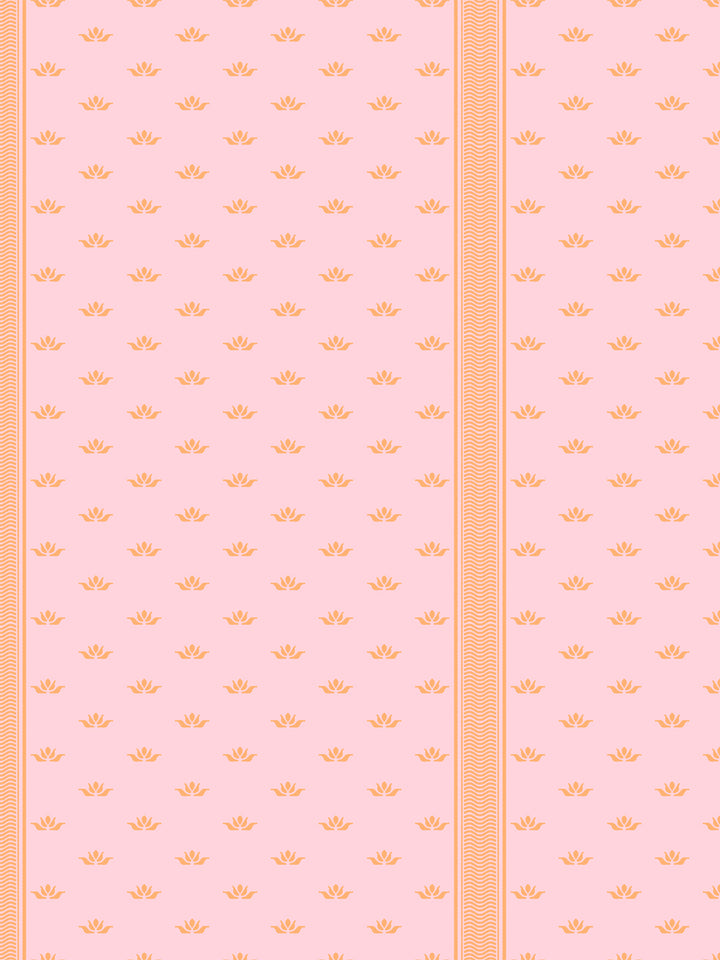 'Lotus Line' Wallpaper by Wallshoppe - Papaya Pink