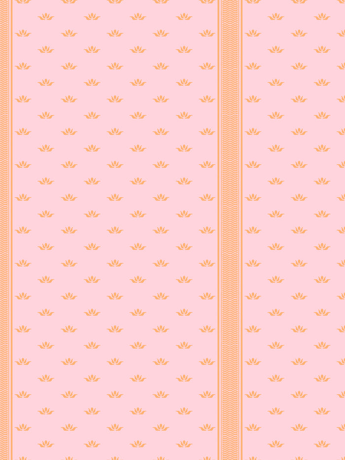 'Lotus Line' Wallpaper by Wallshoppe - Papaya Pink