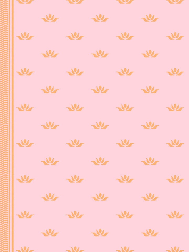 'Lotus Line' Wallpaper by Wallshoppe - Papaya Pink