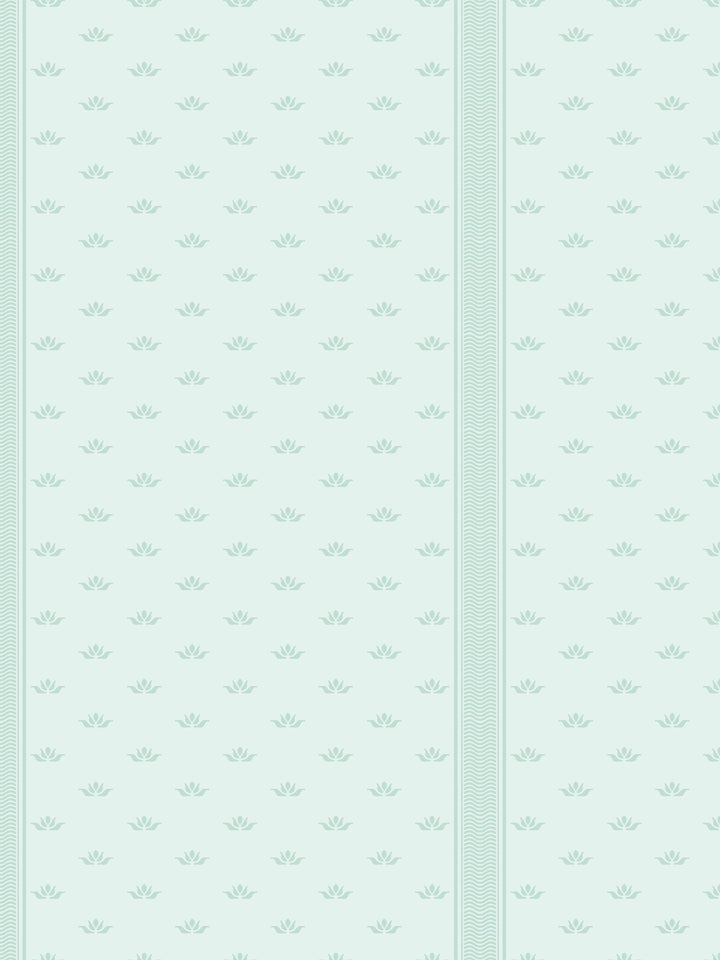'Lotus Line' Wallpaper by Wallshoppe - Seafoam Solace