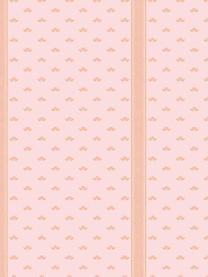 'Lotus Line' Wallpaper by Wallshoppe - Tangerine Blush