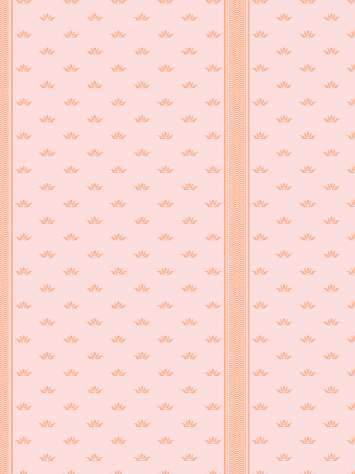 'Lotus Line' Wallpaper by Wallshoppe - Tangerine Blush