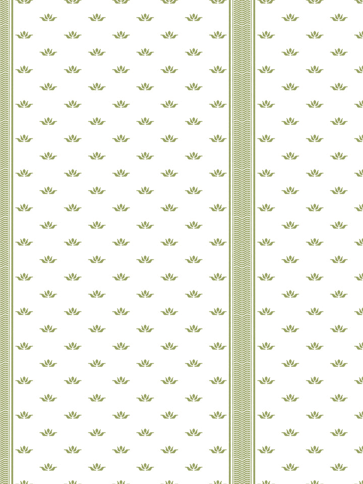 'Lotus Line' Wallpaper by Wallshoppe - Warm Olive