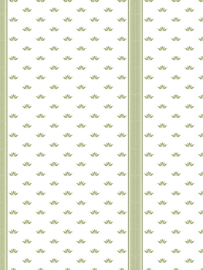'Lotus Line' Wallpaper by Wallshoppe - Warm Olive
