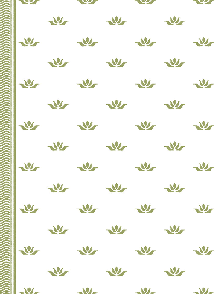 'Lotus Line' Wallpaper by Wallshoppe - Warm Olive