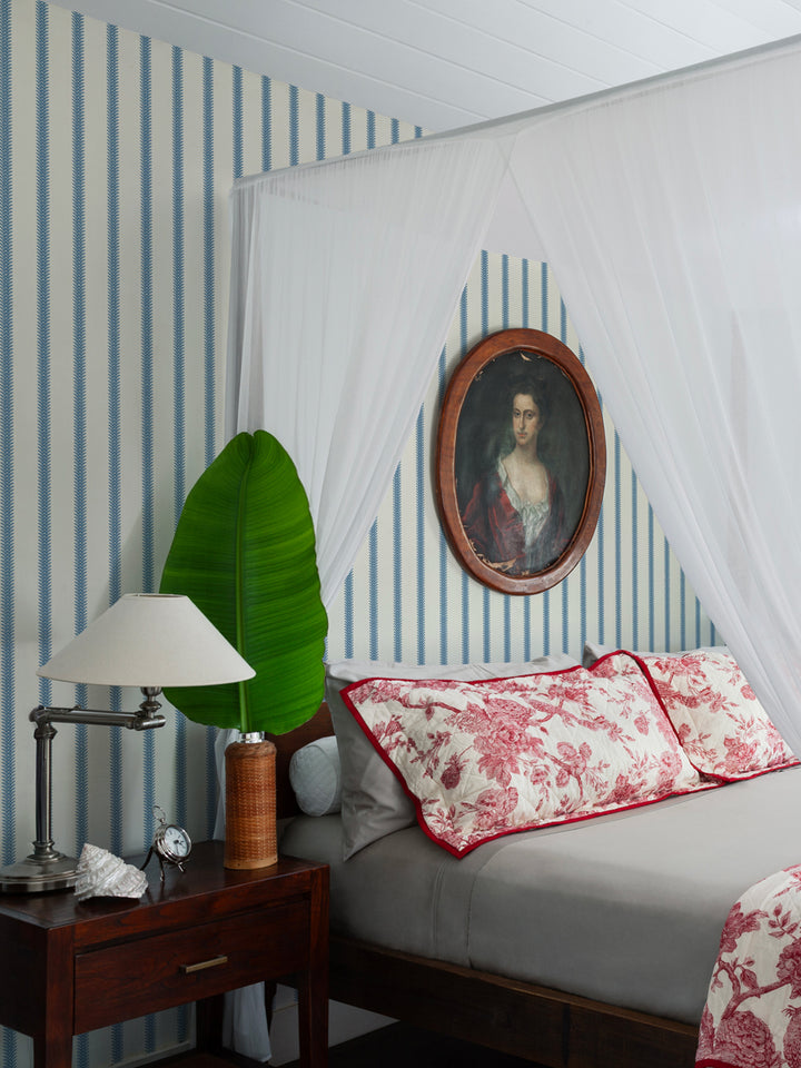 'Love Vine' Wallpaper by Flint Wood & Hicks - Blue on Eggshell