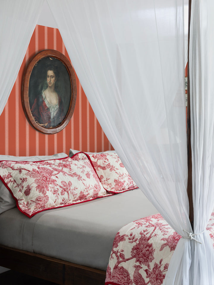'Love Vine' Wallpaper by Flint Wood & Hicks - Dark Coral