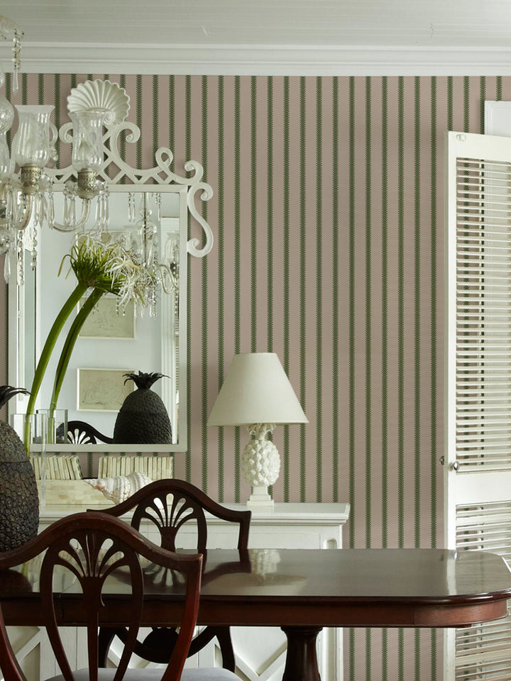 'Love Vine' Wallpaper by Flint Wood & Hicks - Dark Olive on Tan
