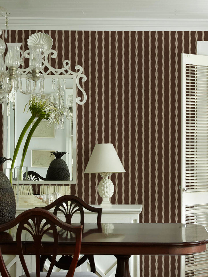 'Love Vine' Wallpaper by Flint Wood & Hicks - Dark Sand on Mahogany Brown
