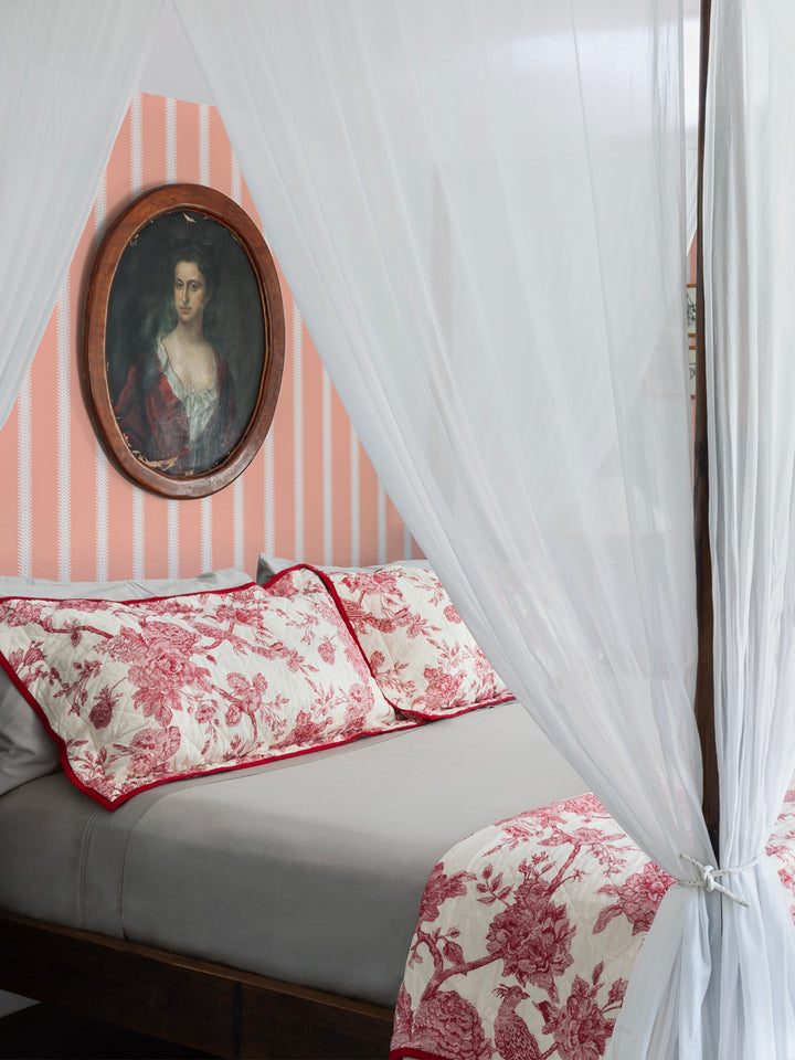 'Love Vine' Wallpaper by Flint Wood & Hicks - Light Coral on White