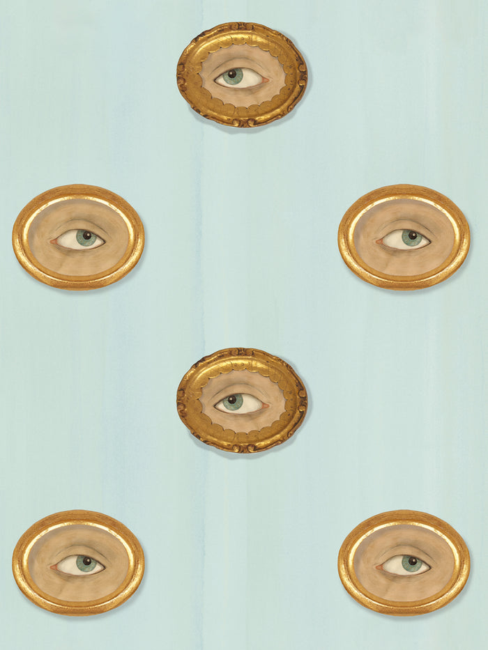 'Lover's Eye' Wallpaper by Mary Maguire - Blue