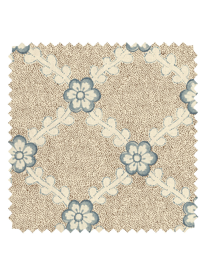 'Lucia' Tea Stained Linen Fabric by Nathan Turner - Brown Blue