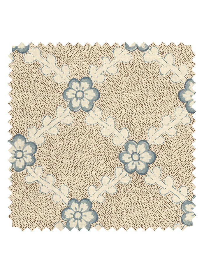'Lucia' Tea Stained Linen Fabric by Nathan Turner - Brown Blue