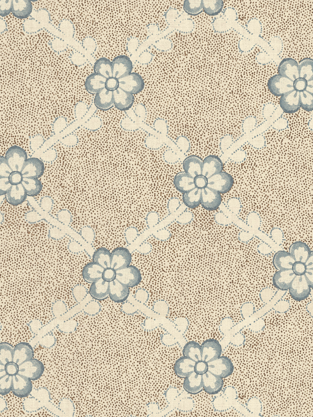 'Lucia' Tea Stained Linen Fabric by Nathan Turner - Brown Blue