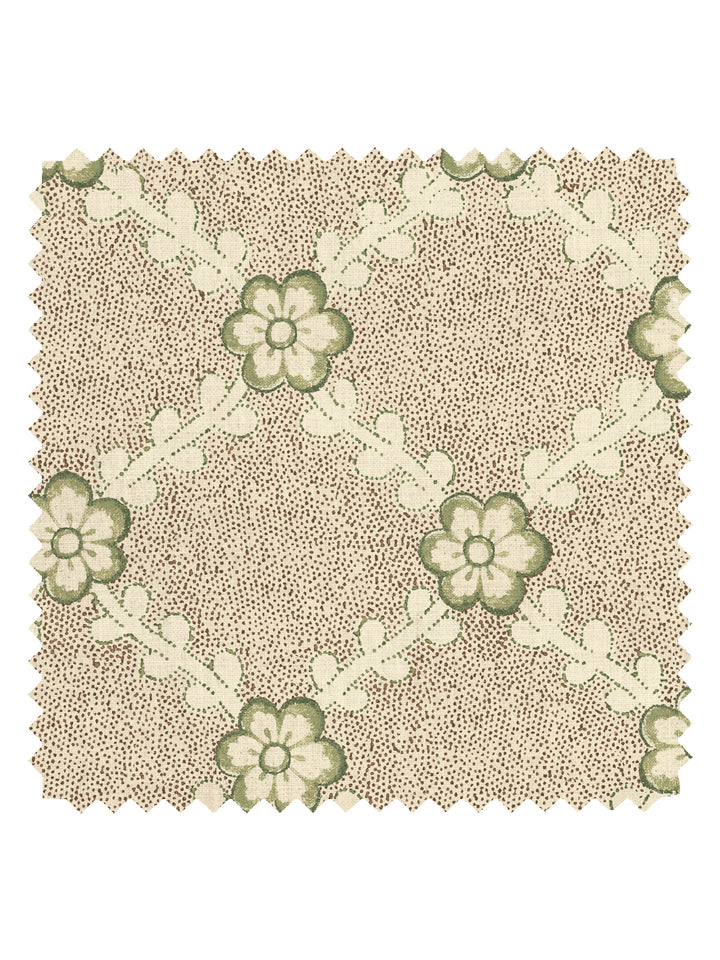 'Lucia' Tea Stained Linen Fabric by Nathan Turner - Brown Green