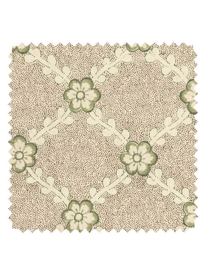 'Lucia' Tea Stained Linen Fabric by Nathan Turner - Brown Green