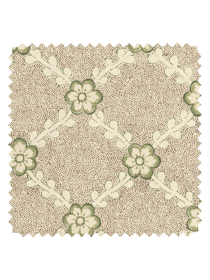 'Lucia' Tea Stained Linen Fabric by Nathan Turner - Brown Green