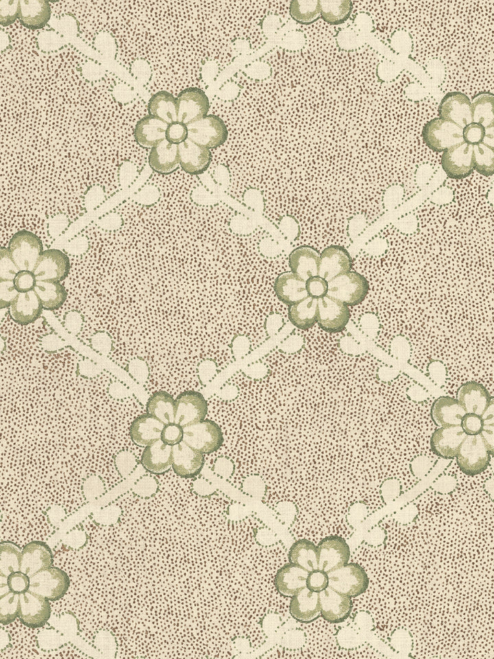 'Lucia' Tea Stained Linen Fabric by Nathan Turner - Brown Green