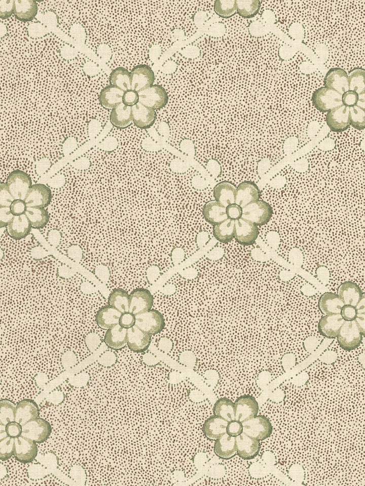'Lucia' Tea Stained Linen Fabric by Nathan Turner - Brown Green