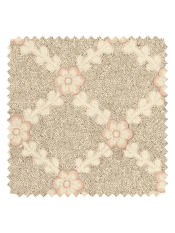 'Lucia' Tea Stained Linen Fabric by Nathan Turner - Brown Pink