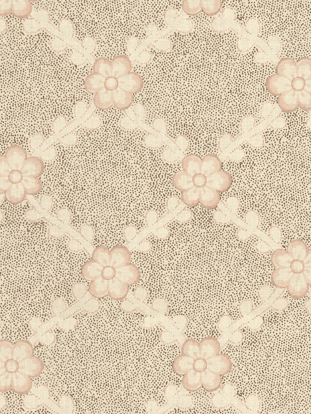 'Lucia' Tea Stained Linen Fabric by Nathan Turner - Brown Pink