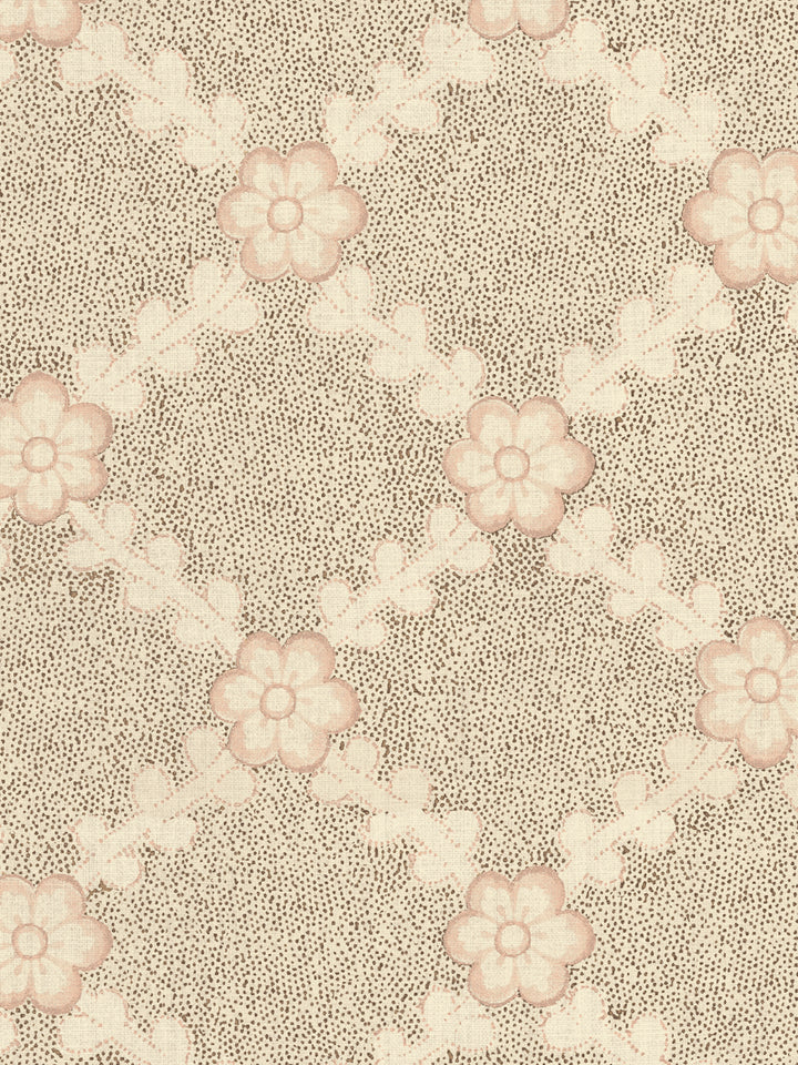 'Lucia' Tea Stained Linen Fabric by Nathan Turner - Brown Pink