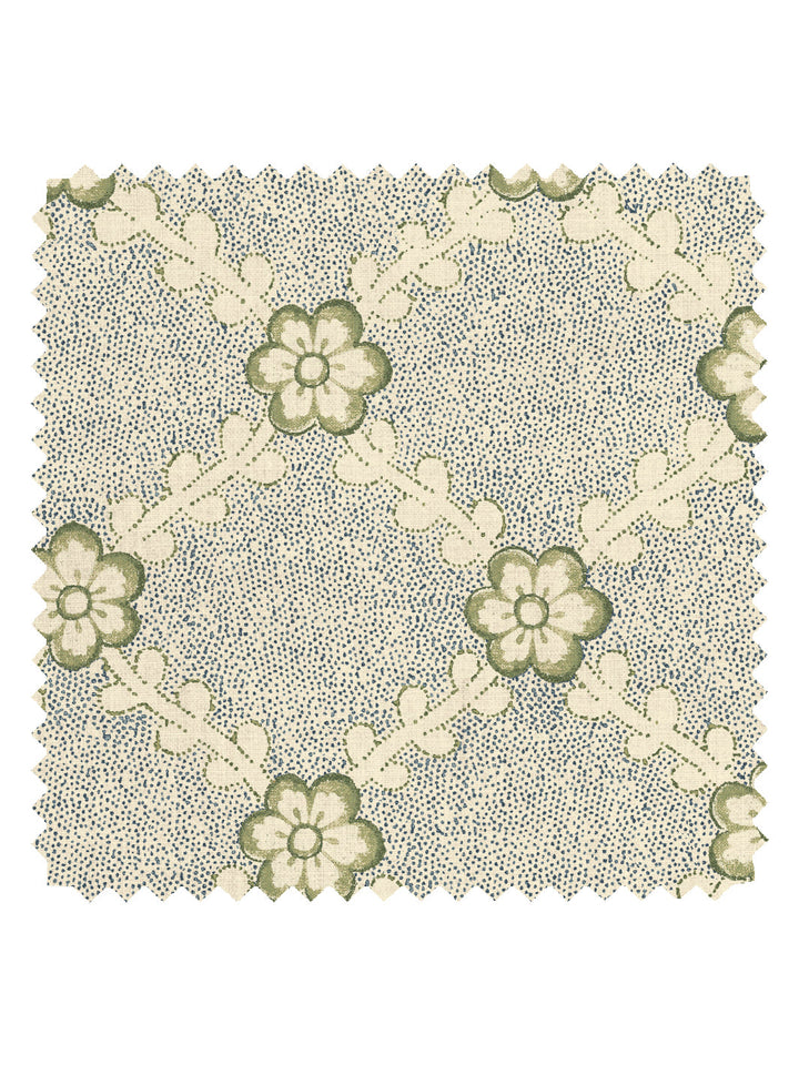 'Lucia' Tea Stained Linen Fabric by Nathan Turner - Dark Blue Green