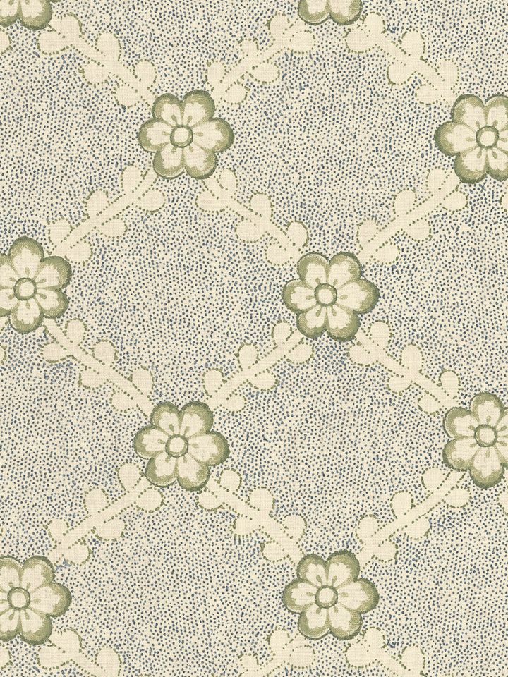 'Lucia' Tea Stained Linen Fabric by Nathan Turner - Dark Blue Green