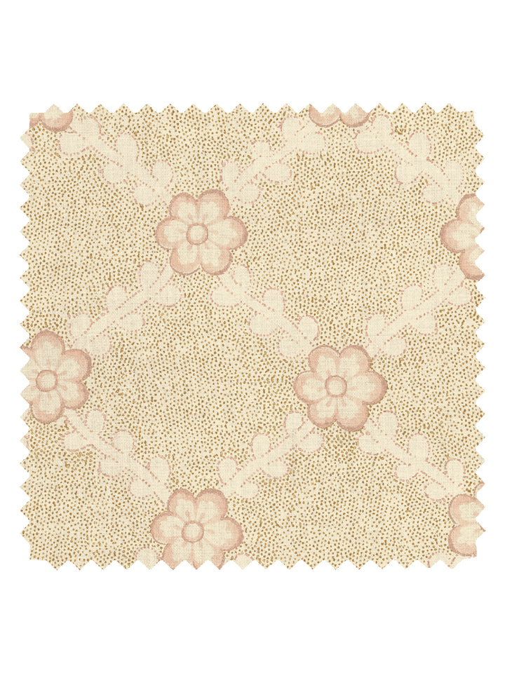 'Lucia' Tea Stained Linen Fabric by Nathan Turner - Gold Pink