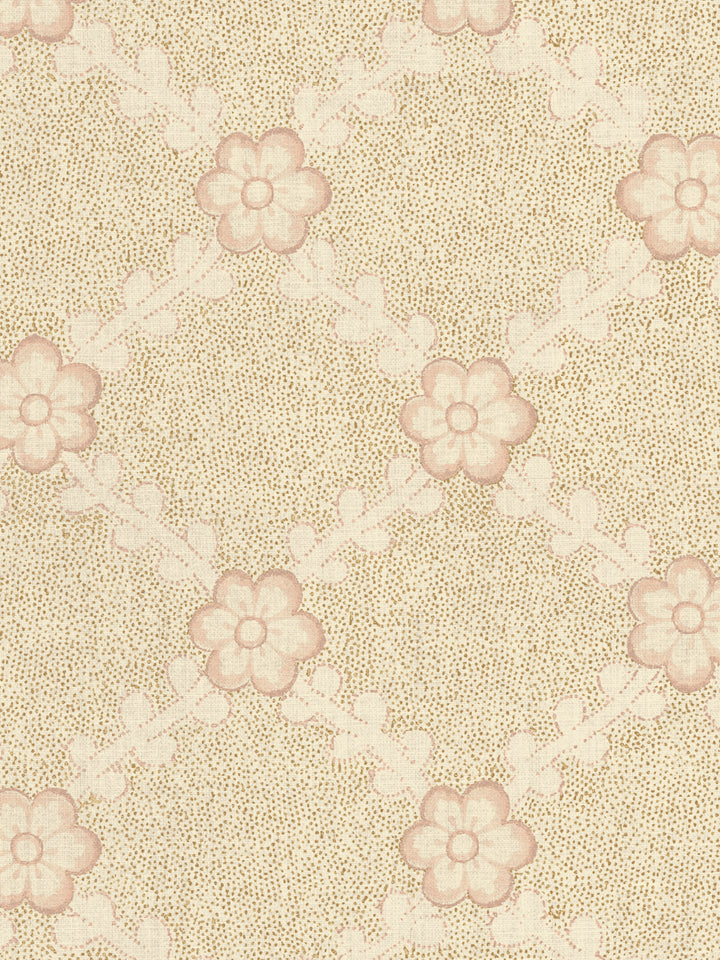 'Lucia' Tea Stained Linen Fabric by Nathan Turner - Gold Pink