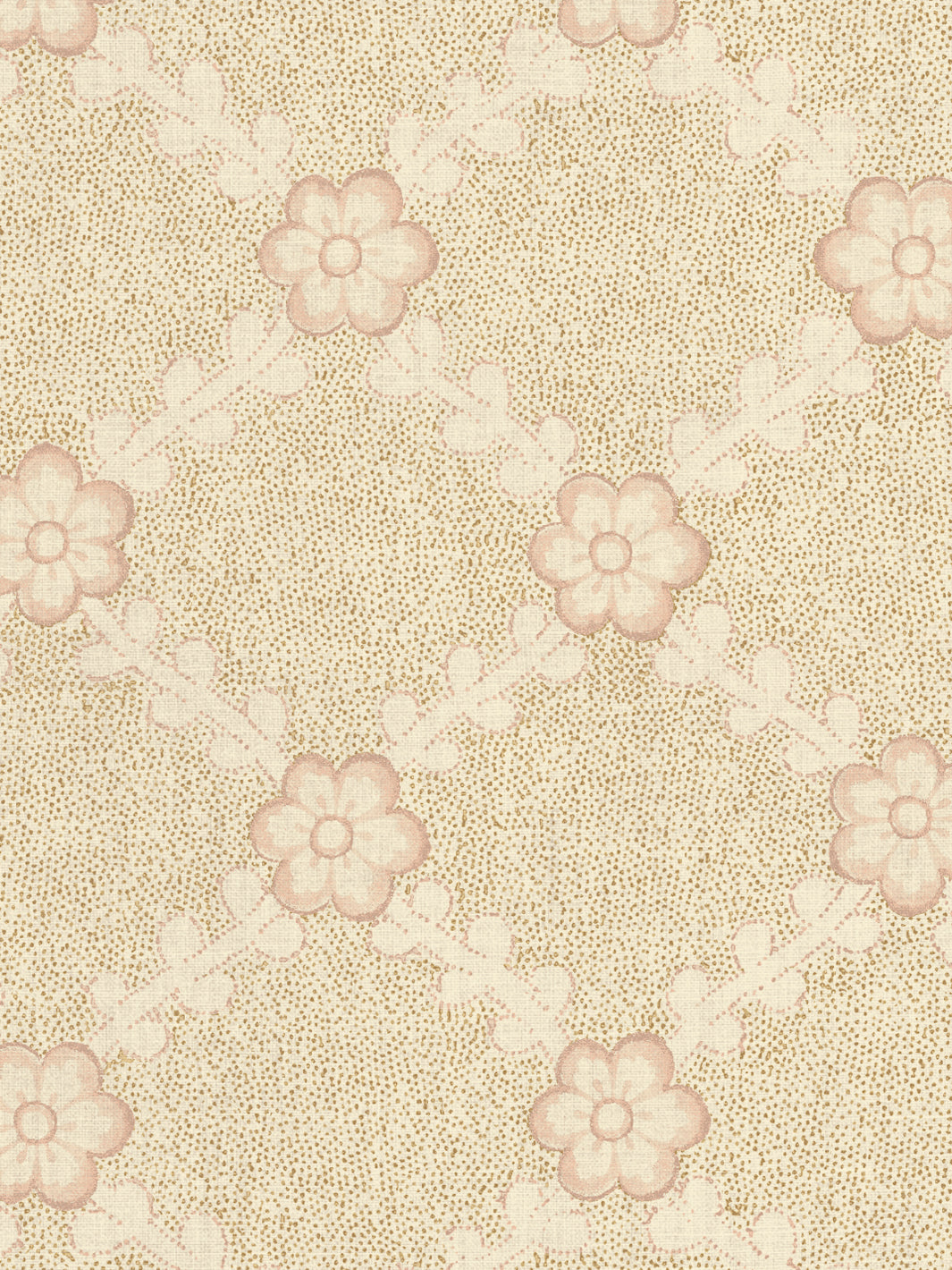 'Lucia' Tea Stained Linen Fabric by Nathan Turner - Gold Pink