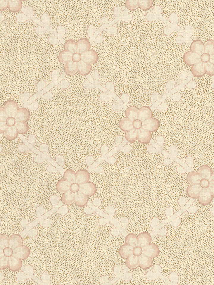 'Lucia' Tea Stained Linen Fabric by Nathan Turner - Gold Pink