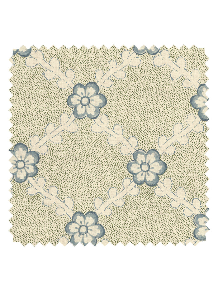 'Lucia' Tea Stained Linen Fabric by Nathan Turner - Green Blue