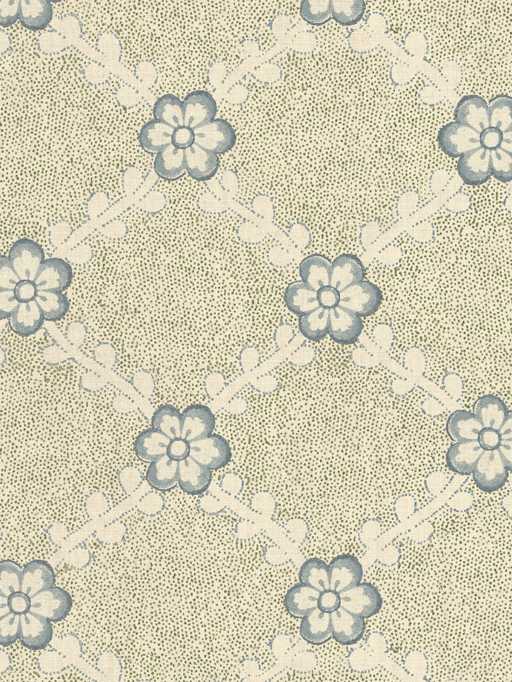 'Lucia' Tea Stained Linen Fabric by Nathan Turner - Green Blue