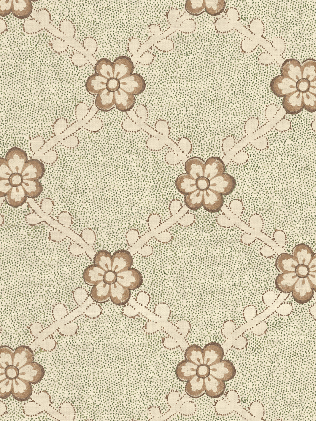 'Lucia' Tea Stained Linen Fabric by Nathan Turner - Green Brown