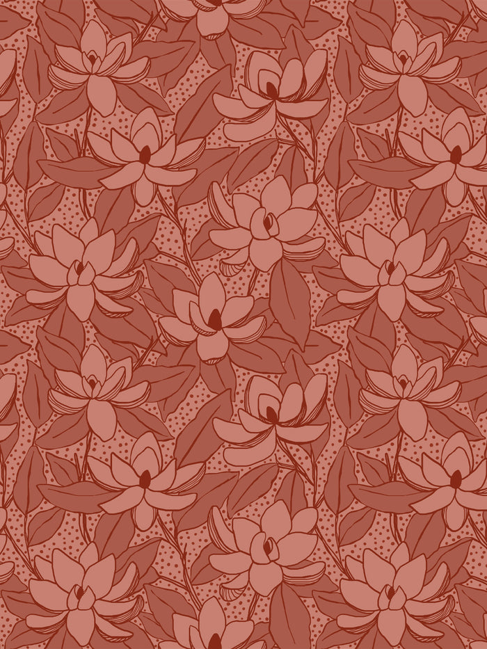 'Magnolias' Wallpaper by Wallshoppe - Clay Wash
