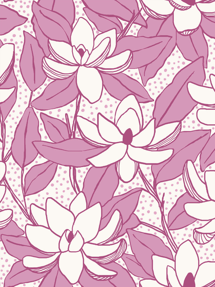 Close crop of ivory flowers magnolia blooms on cream white