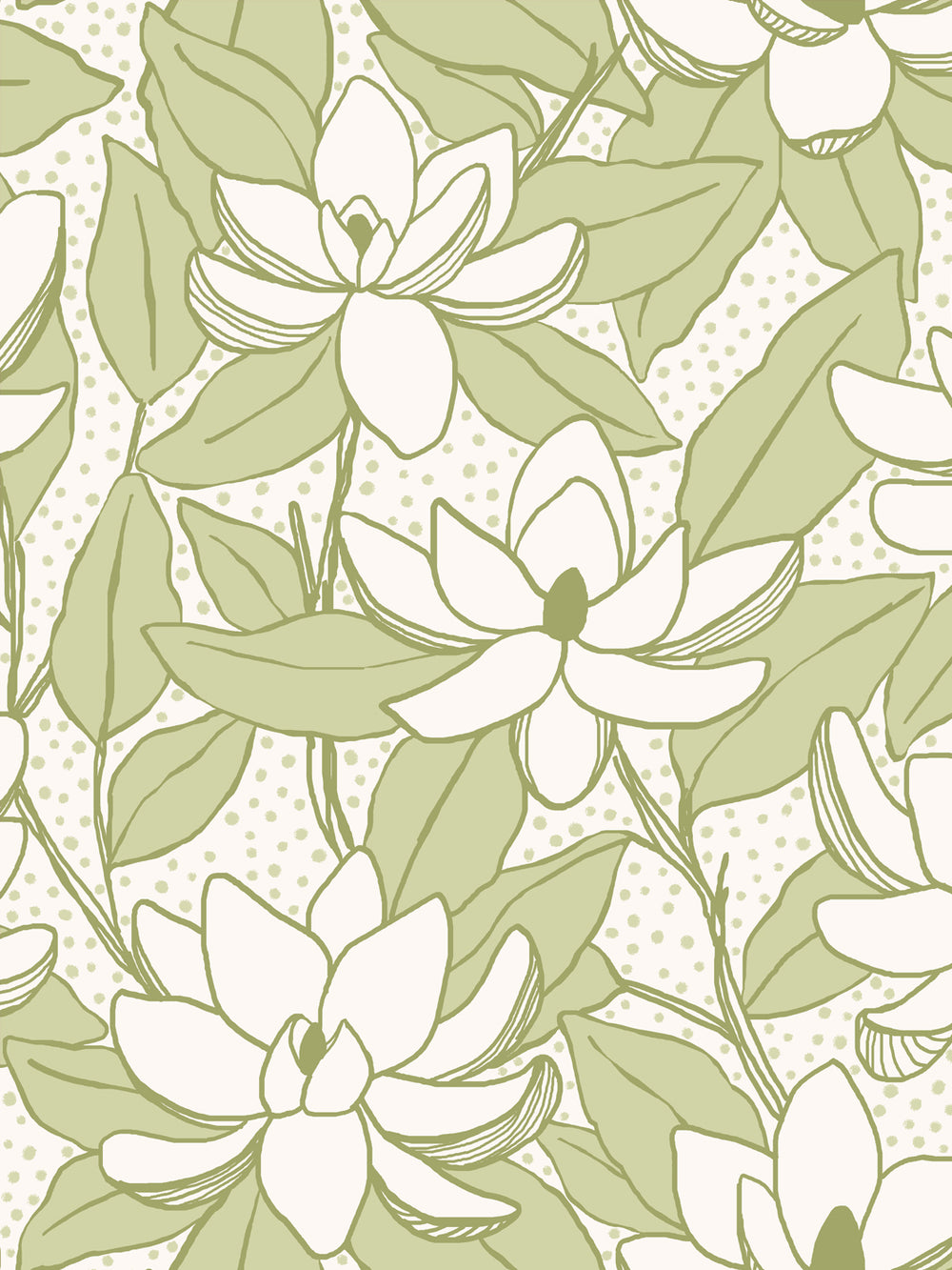 Close crop of ivory white flowers magnolia blooms on warm ivory cream