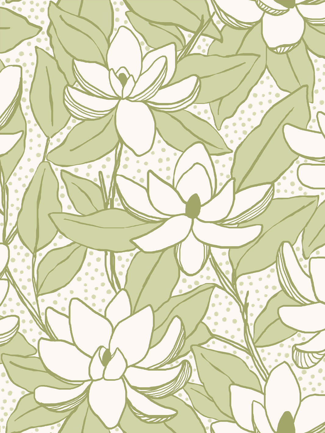Close crop of ivory white flowers magnolia blooms on warm ivory cream