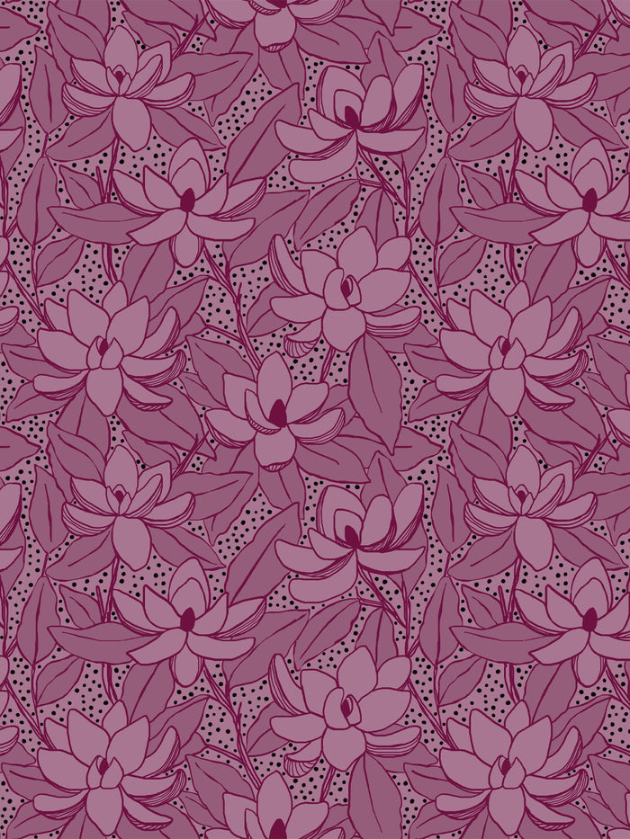 'Magnolias' Wallpaper by Wallshoppe - Mulberry Ink