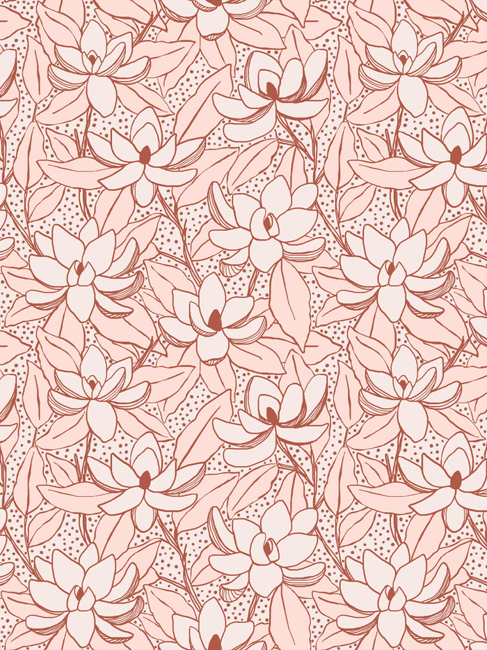 'Magnolias' Wallpaper by Wallshoppe - Nectar Cinnamon